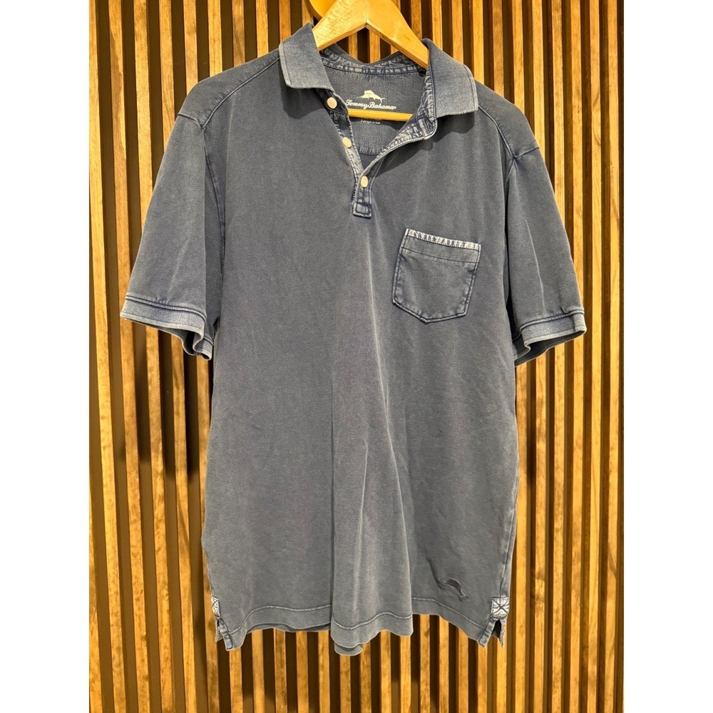 Tommy Bahama Mens Polo Shirt Blue Short‎ Sleeve Casual